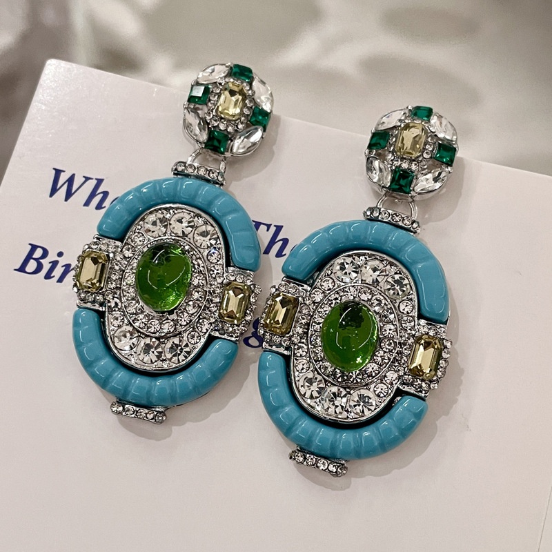 Women'S Fashion Victorian Era - Vintage Turquoise Emerald Silver Drop Dangle