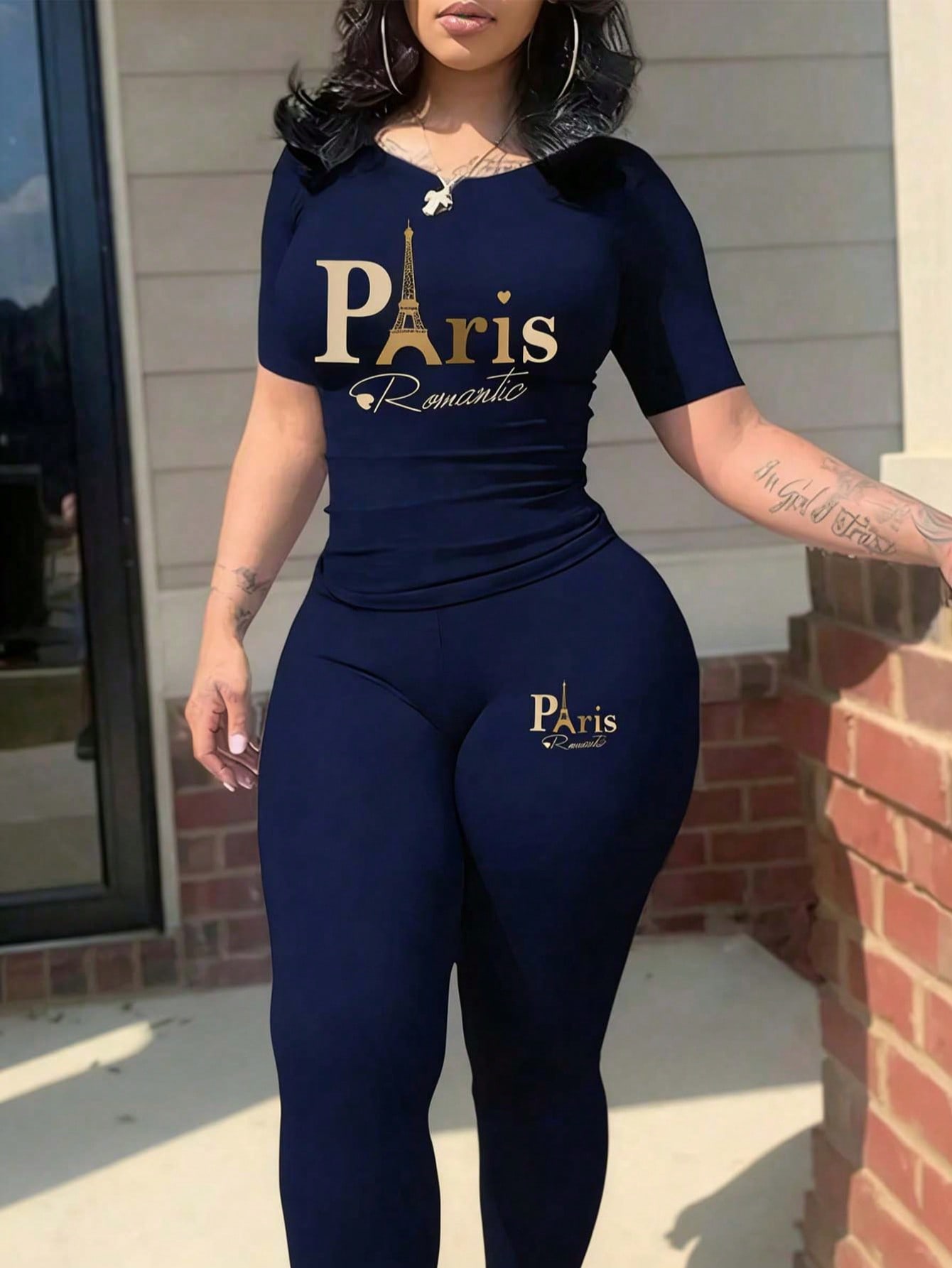 Women'S Fashion Paris - 2026 Women's New Paris Printed Two-Piece