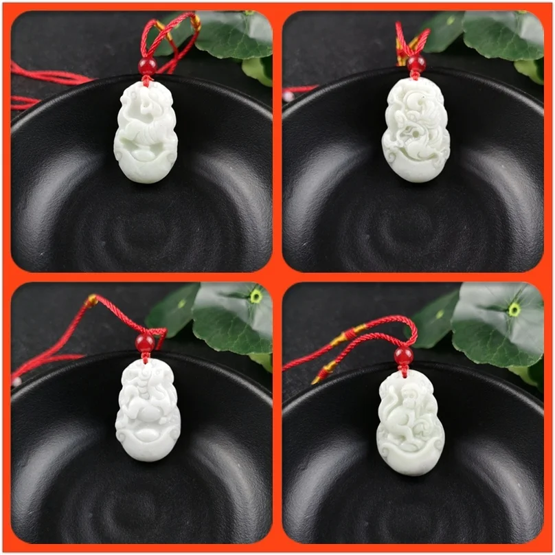 Women Fashion Jewellery - Chinese Zodiac Carved Jade Pendant Necklace