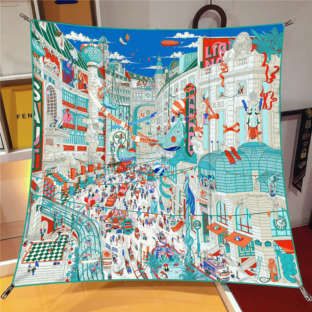 Women'S Fashion Paris - 90CM Casual Fashion Twill Silk Scarf