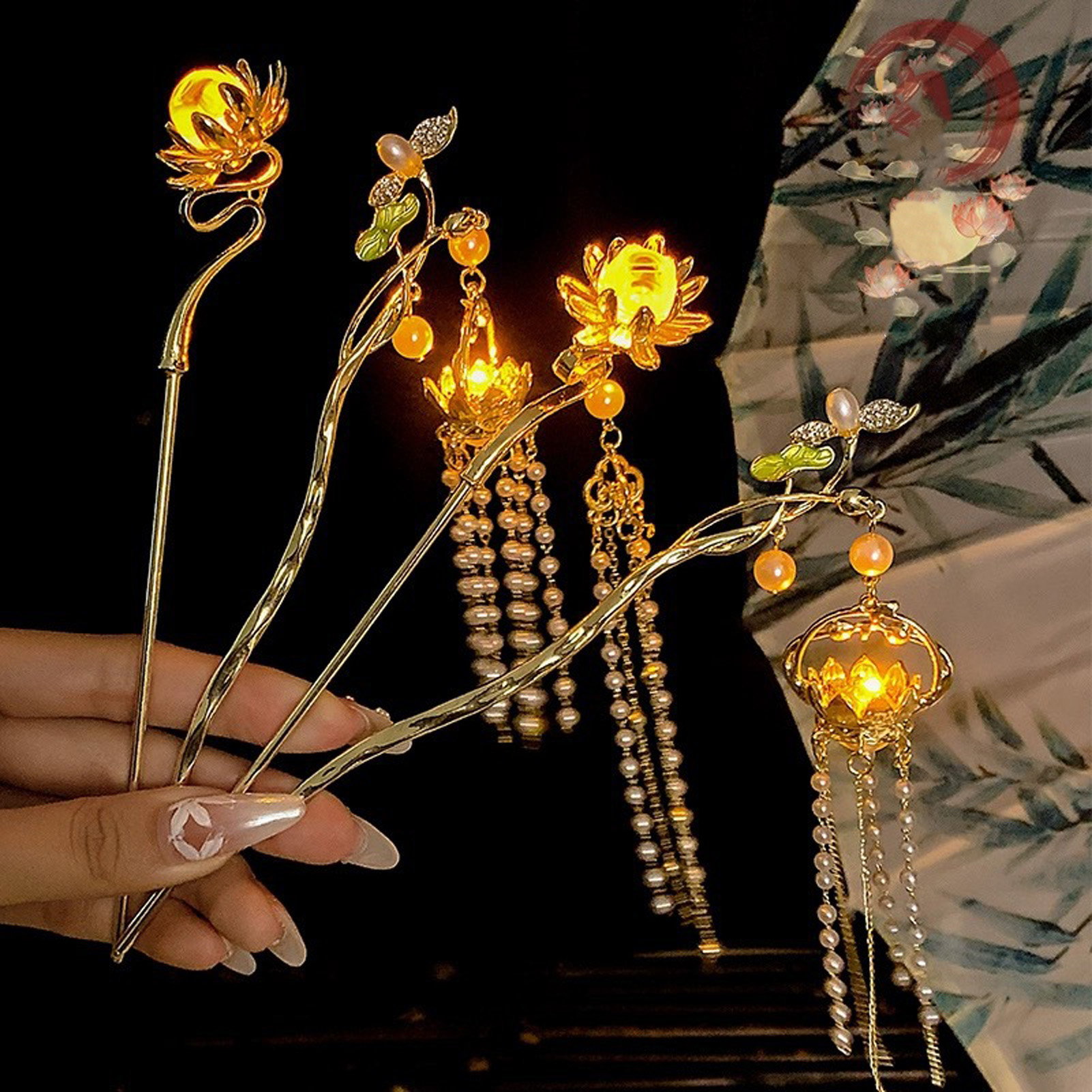 Women Fashion Hub - Luminous Flower Hairpin Exquisite Lotus Floral