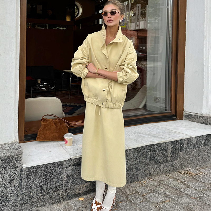 Women'S Fashion Utility Jacket - TARUXY Stylish Coat Skirt Set Women's