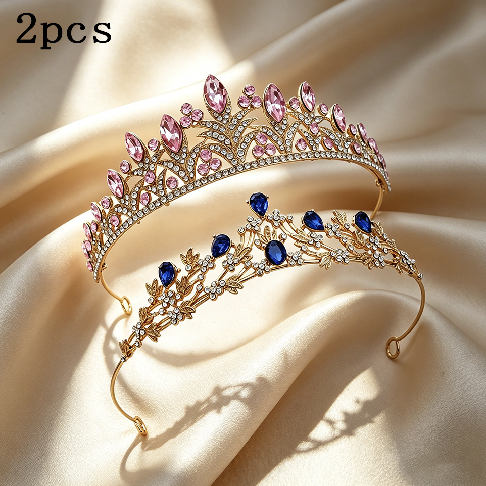 Women Fashion Hub - 2 Pack Leaf Rhinestone Gold Plated