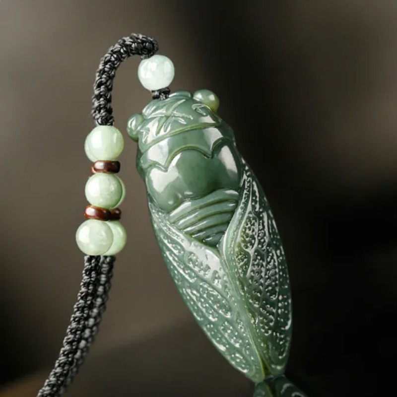 Women Fashion Jewellery - Natural Hetian Jade Cicada Pendant Beads