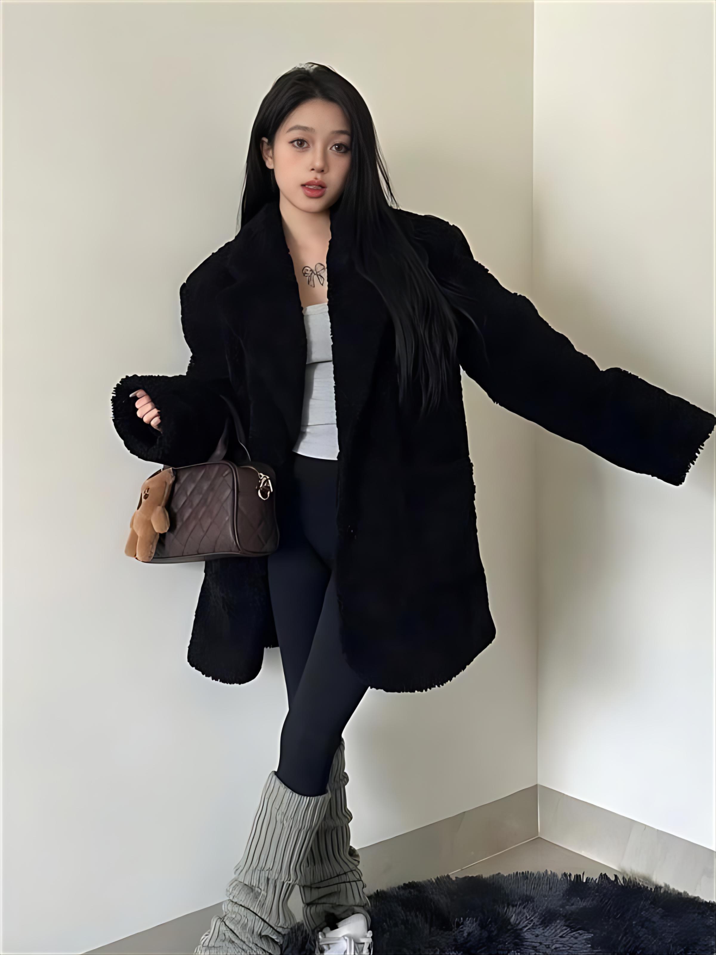 Women'S Fashion Utility Jacket - Lamb Wool Jacket Spring Woman Cinching