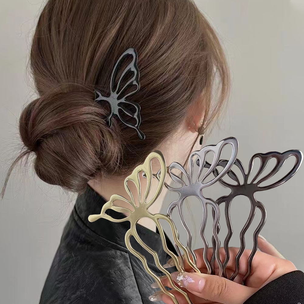 Women Fashion Hub - Korean Butterfly U Shape Hair Sticks