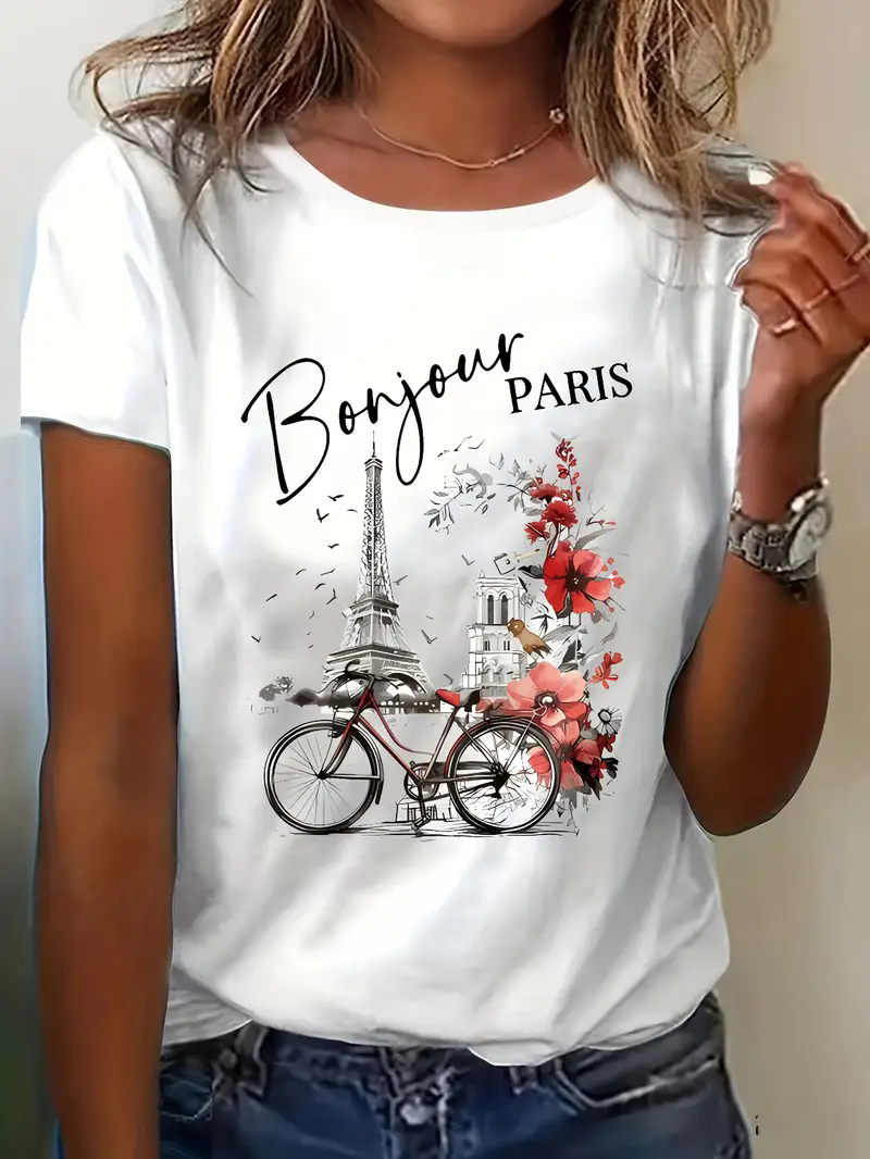 Women'S Fashion Paris - Fashion Bonjour Paris Text Print Short