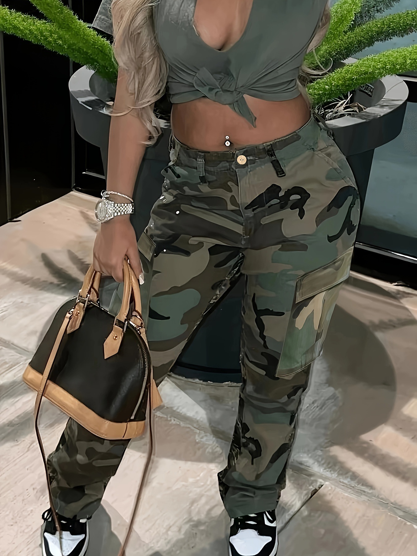 Women'S Fashion Utility Pants - Women's Camo Cargo Pants - Multi-Pocket