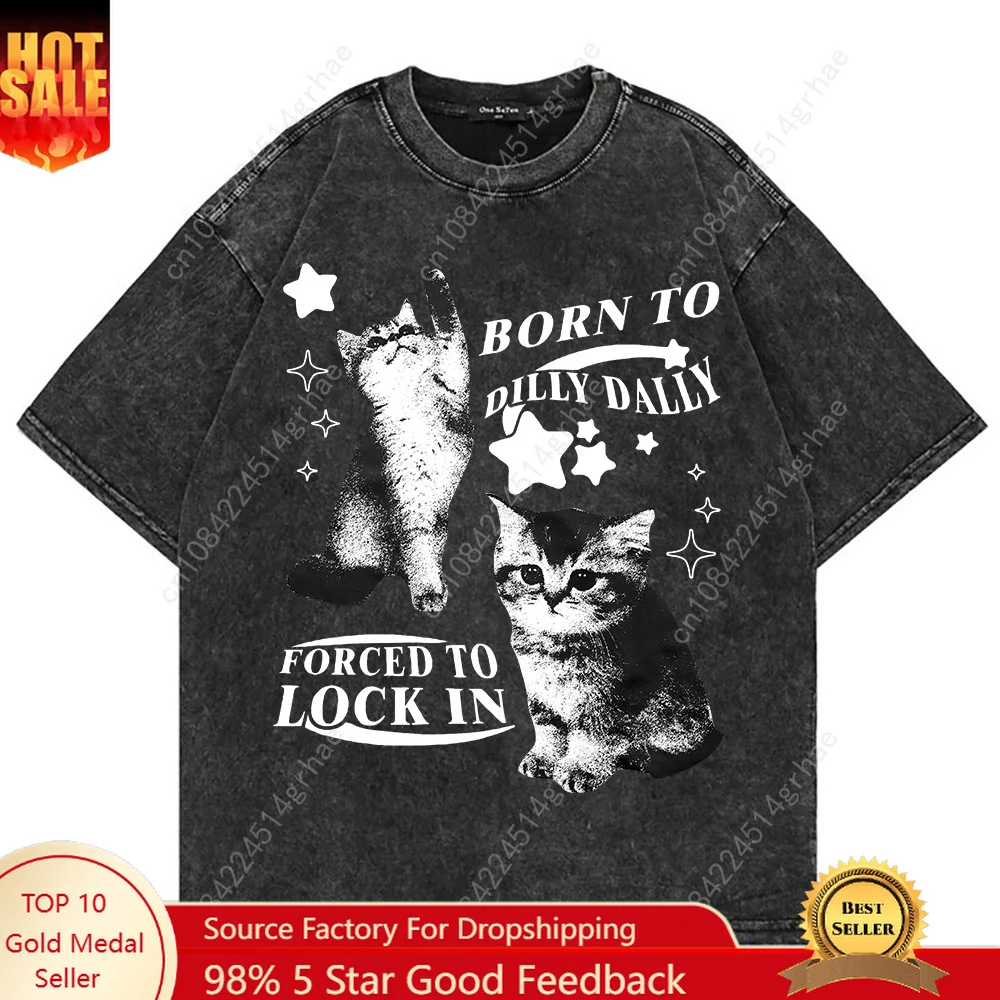 Women'S Y2K Fashion Aesthetic - 100% Cotton Vintage Washed Y2k Funny