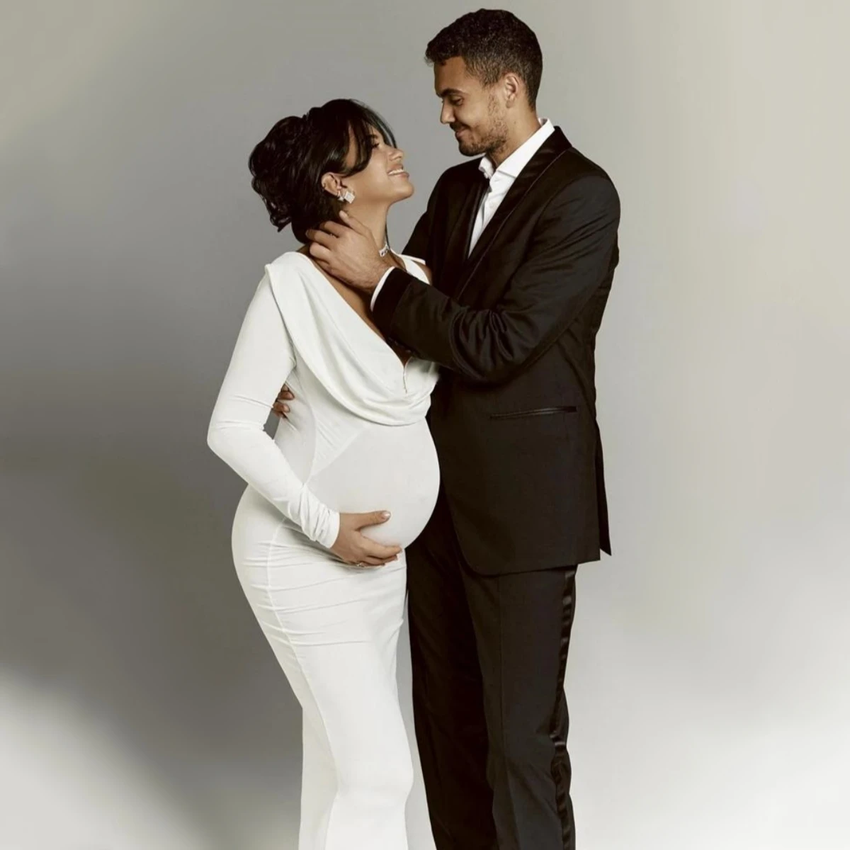 Women Fashion Photoshoot - Fashion Single Shoulder Maternity Dress Photo
