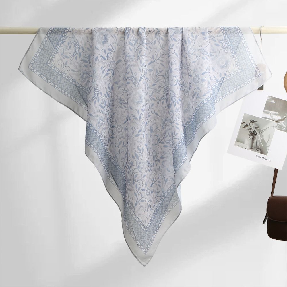 Women Fashion Malaysia - Square Shape Floral Printed Scarf Breathable