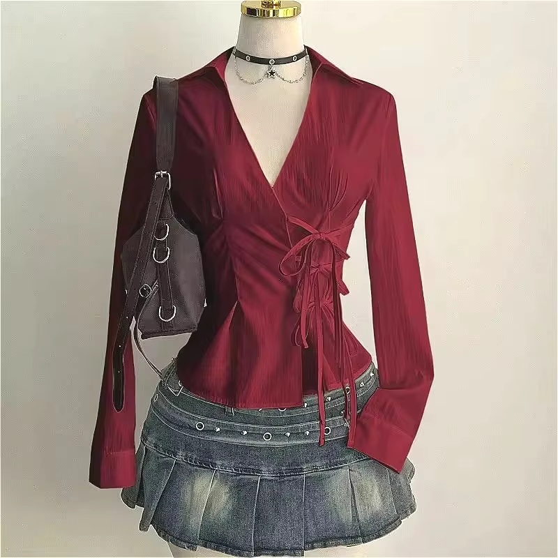 Women'S Y2K Fashion Aesthetic - Fashion Long-sleeved Blouses Sexy Women Slim