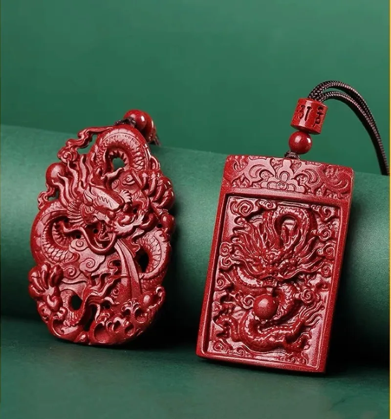 Women Fashion Jewellery - Fashion Cinnabar Jade Double Sided Carving