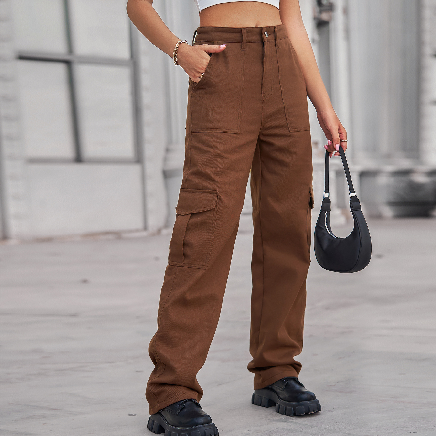 Women'S Fashion Utility Pants - Chic INS Denim Pants Female Streetwear