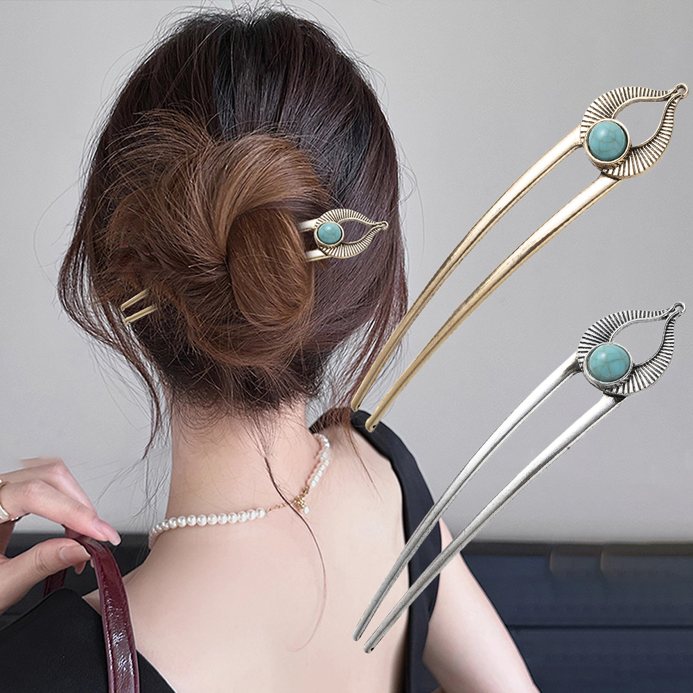 Women Fashion Hub - Egypt Turquoise U Shape Hair Fork