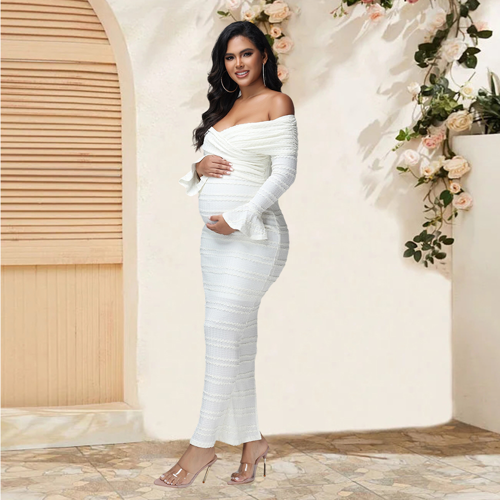 Women Fashion Photoshoot - Maternity Fishtail Long Sleeves Criss Cross