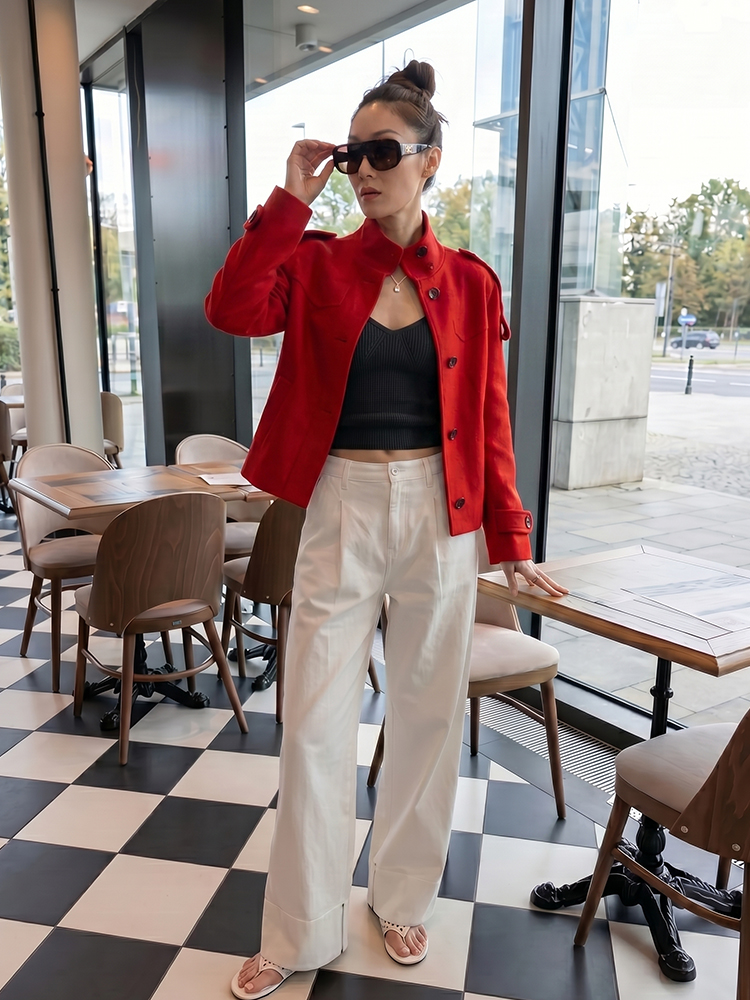 Women'S Fashion Utility Jacket - HH Women's Spring Fall Cropped Utility