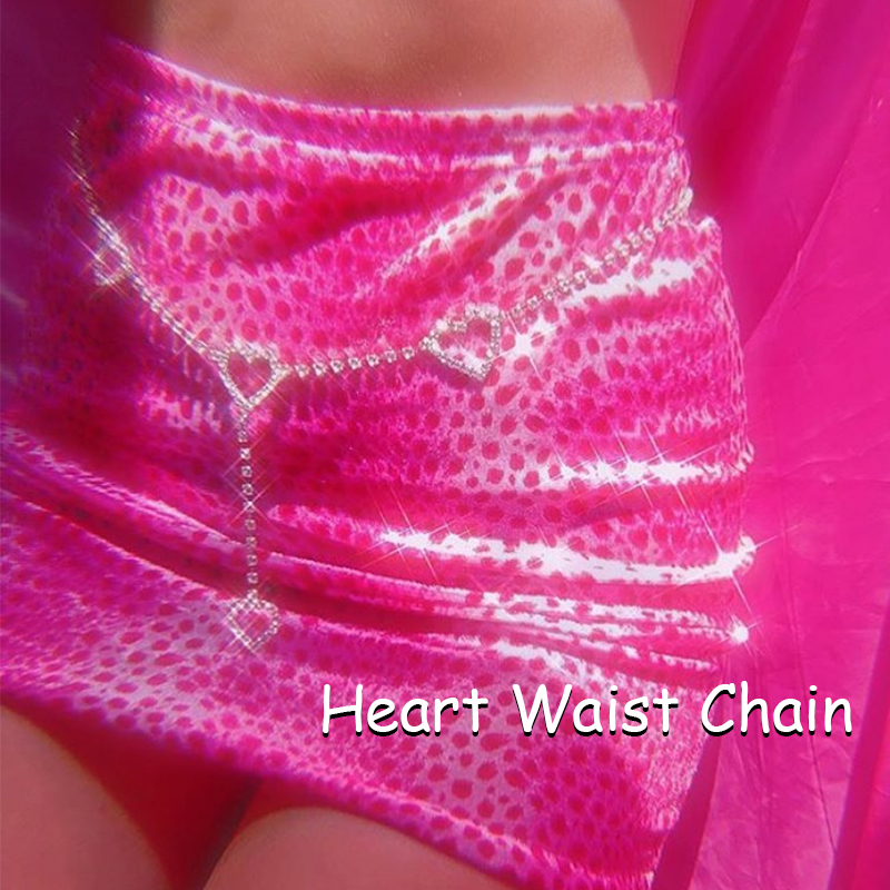 Women'S Y2K Fashion Aesthetic - 2000s Aesthetic Shiny Crystal Heart Waist