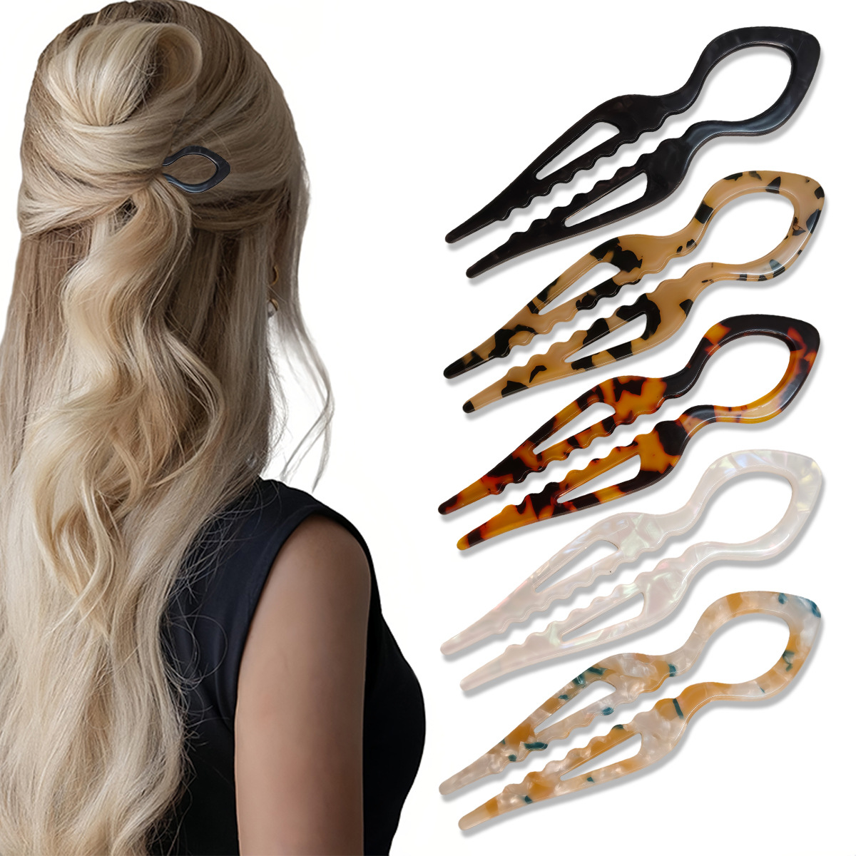 U-Shaped Hair Sticks Tortoises - Women Fashion Hub 评论和价格