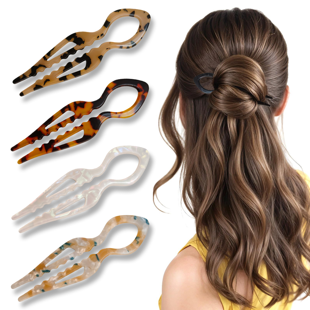 U-Shaped Hair Sticks Tortoises - Women Fashion Hub 评论和价格