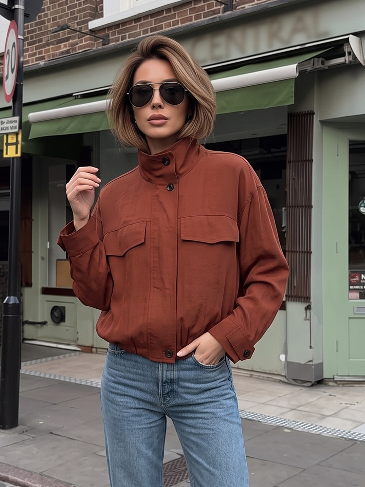 HH Women's Spring Fall Caramel - Women'S Fashion Utility Jacket 评论和价格