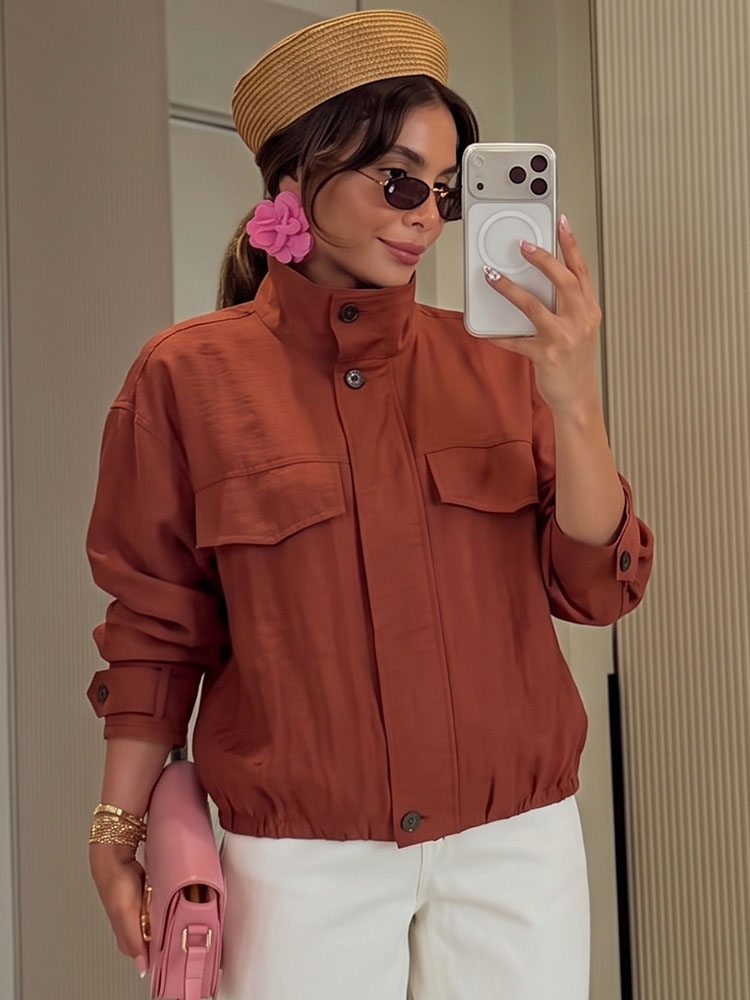 HH Women's Spring Fall Caramel - Women'S Fashion Utility Jacket 评论和价格