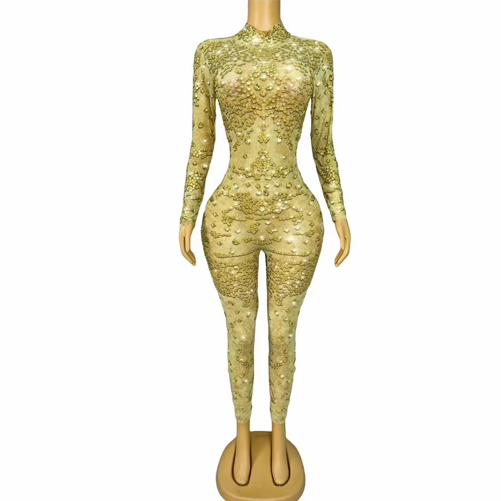 Sexy Stage Shining Gold Rhines - Women Fashion Photoshoot 评论和价格