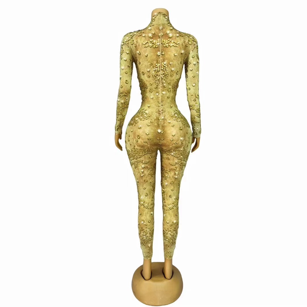 Sexy Stage Shining Gold Rhines - Women Fashion Photoshoot 评论和价格