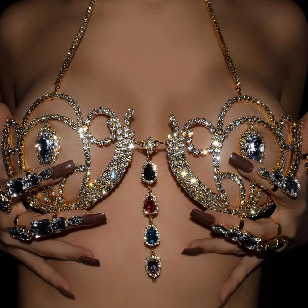 Luxury Rhinestone Bikini Bra G - Women'S Fashion Harness 评论和价格