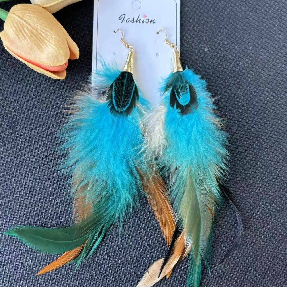 Boho Long Feather Dangle Earri - Women Fashion Photoshoot 评论和价格