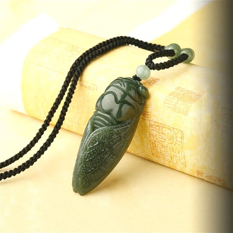 Natural Hetian Jade Cicada Pen - Women Fashion Jewellery 评论和价格
