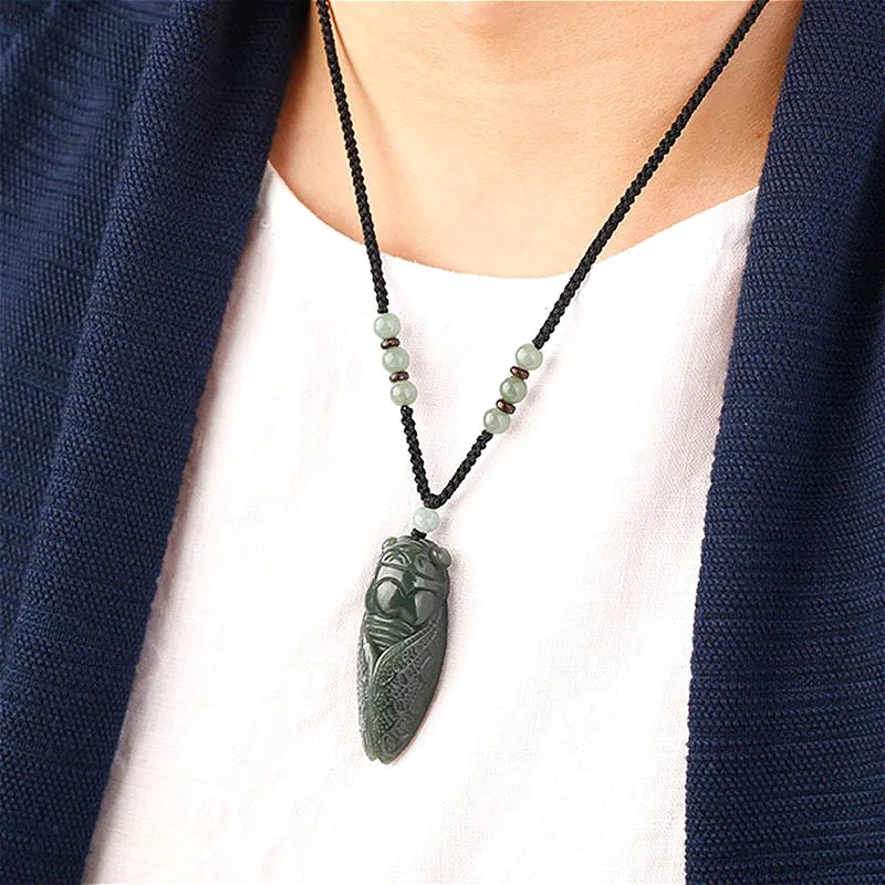 Natural Hetian Jade Cicada Pen - Women Fashion Jewellery 评论和价格