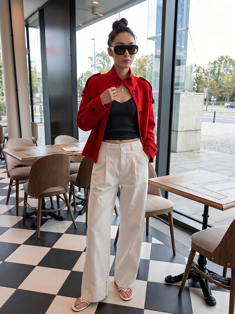 HH Cropped Stand Collar Utilit - Women'S Fashion Utility Jacket 评论和价格