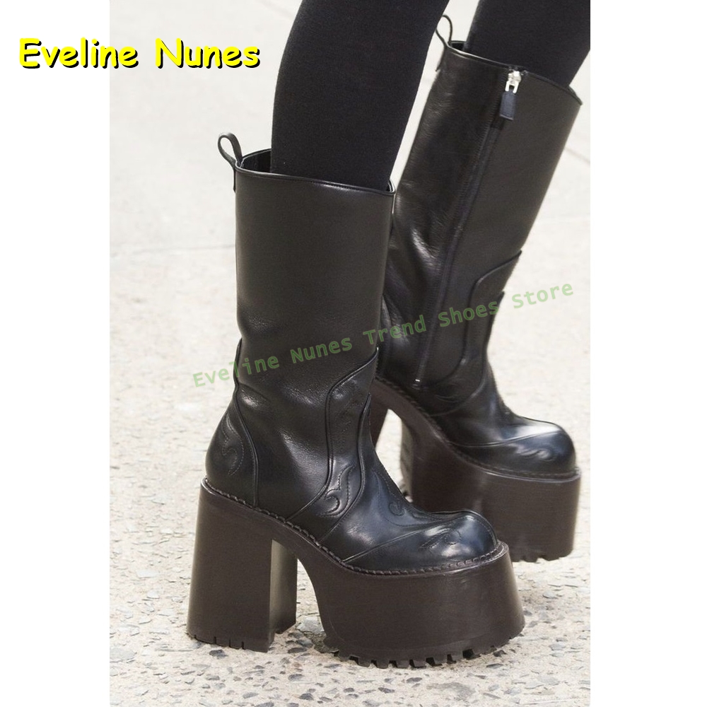Embroidery Platform Knee High  - Women'S Fashion Trends 评论和价格