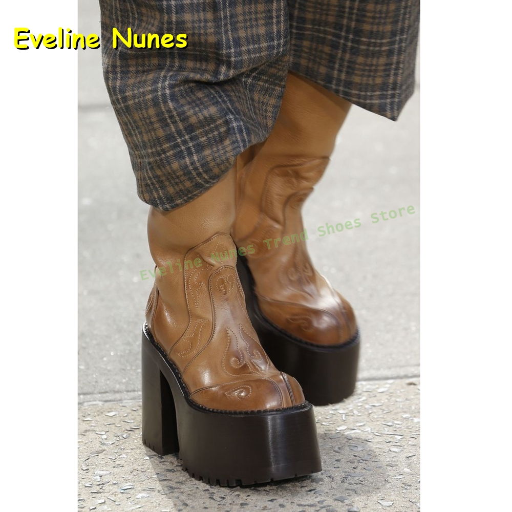 Embroidery Platform Knee High  - Women'S Fashion Trends 评论和价格