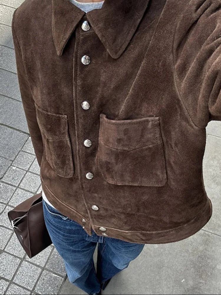 Women Vintage Brown Lapel Shor - Women'S Fashion Utility Jacket 评论和价格