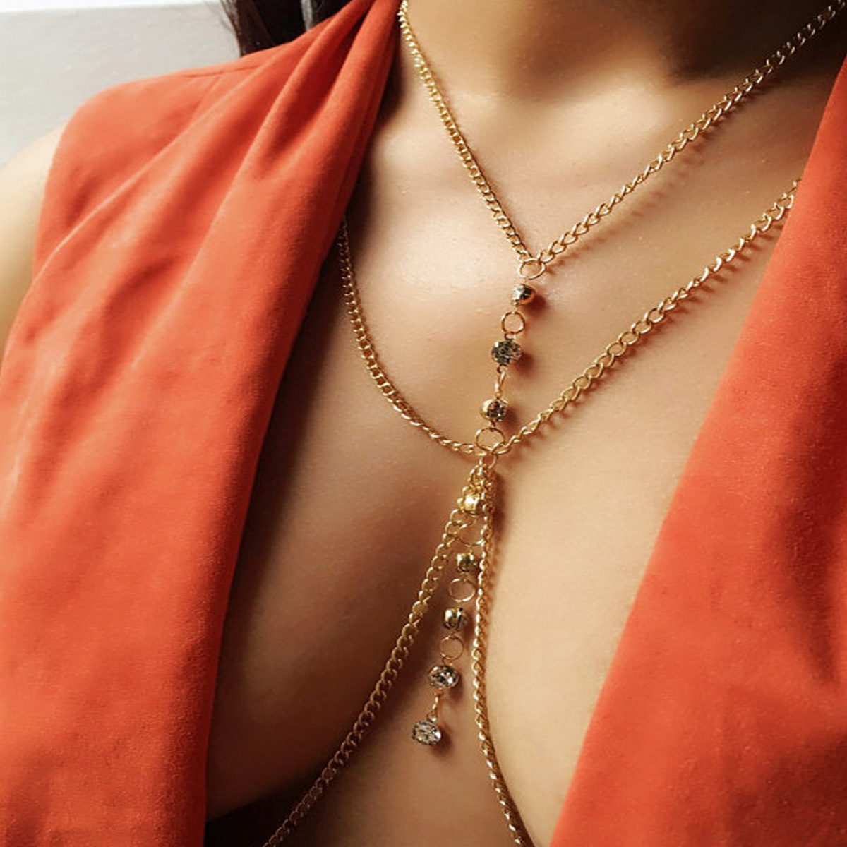 Round Crystal Chest Chain Low  - Women'S Fashion Harness 评论和价格