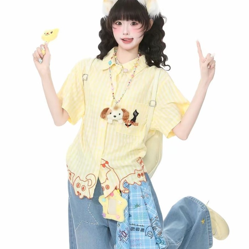 Kimutomo Shirts Women Embroide - Women'S Y2K Fashion Aesthetic 评论和价格