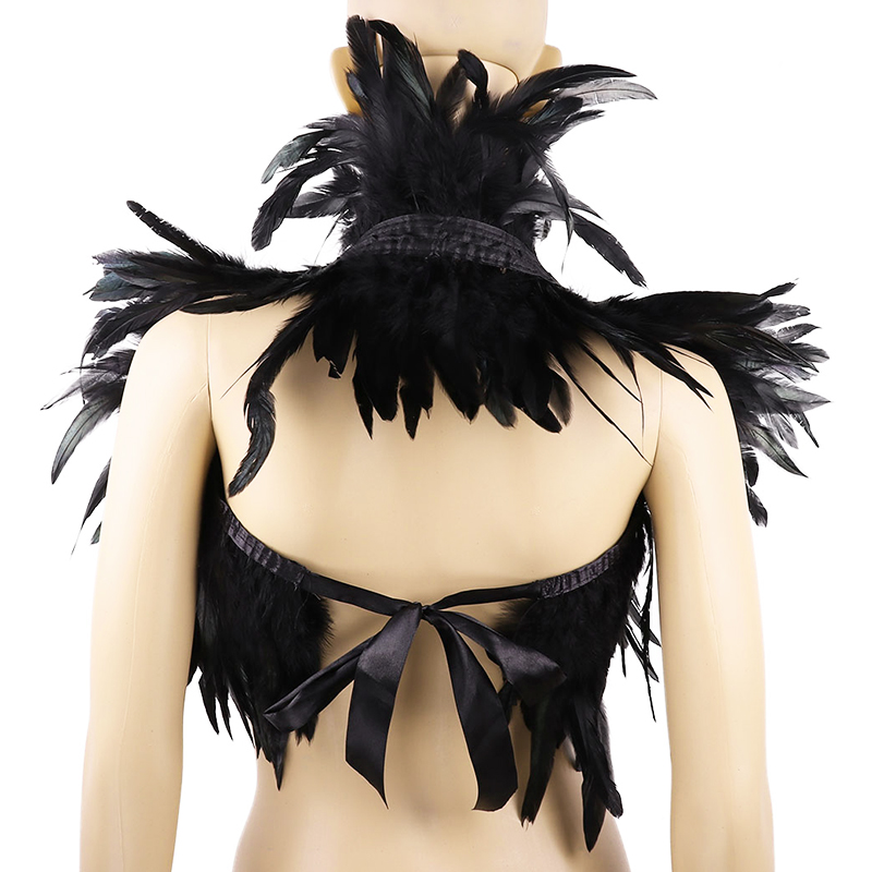 Black Natural Feather Shrug Sh - Women'S Fashion Harness 评论和价格