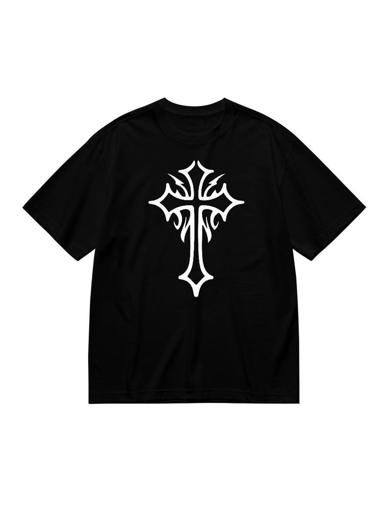 Gothic Cross Graphic T Shirt W - Women'S Y2K Fashion Aesthetic 评论和价格