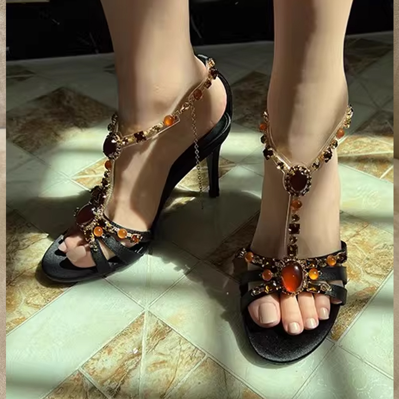 Rhinestone Open Toe Cross Stra - Women Fashion Hub 评论和价格