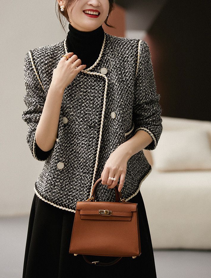 Tweed Jackets Woman White Shor - Women'S Fashion Utility Jacket 评论和价格