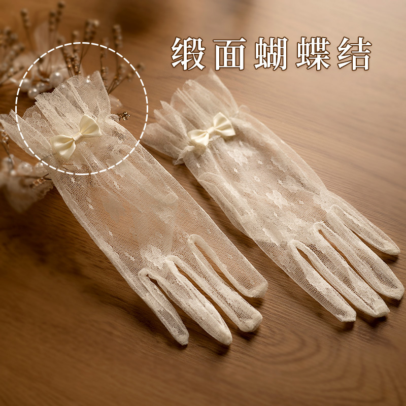 Gloves Vintage Lace Bow Short  - Women Fashion Photoshoot 评论和价格
