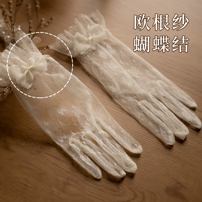 Gloves Vintage Lace Bow Short  - Women Fashion Photoshoot 评论和价格