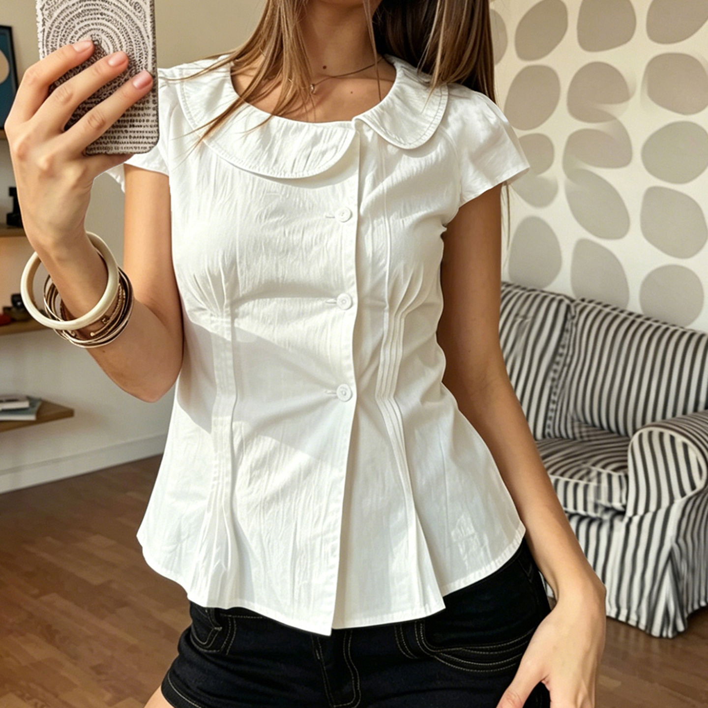 Korean Fashion Peter Pan Colla - Women'S Y2K Fashion Aesthetic 评论和价格