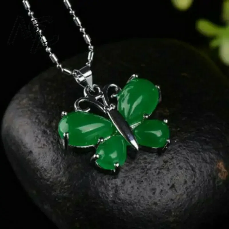 S925 Silver Green Jade Butterf - Women Fashion Jewellery 评论和价格