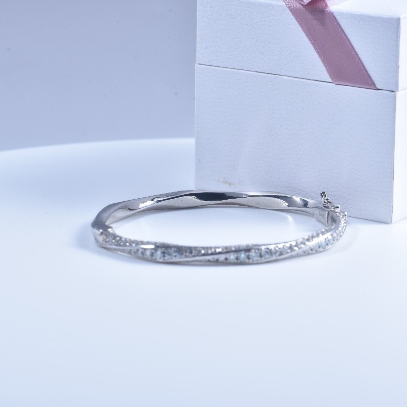 s925 Sterling Silver Bangle fo - Women Fashion Jewellery 评论和价格