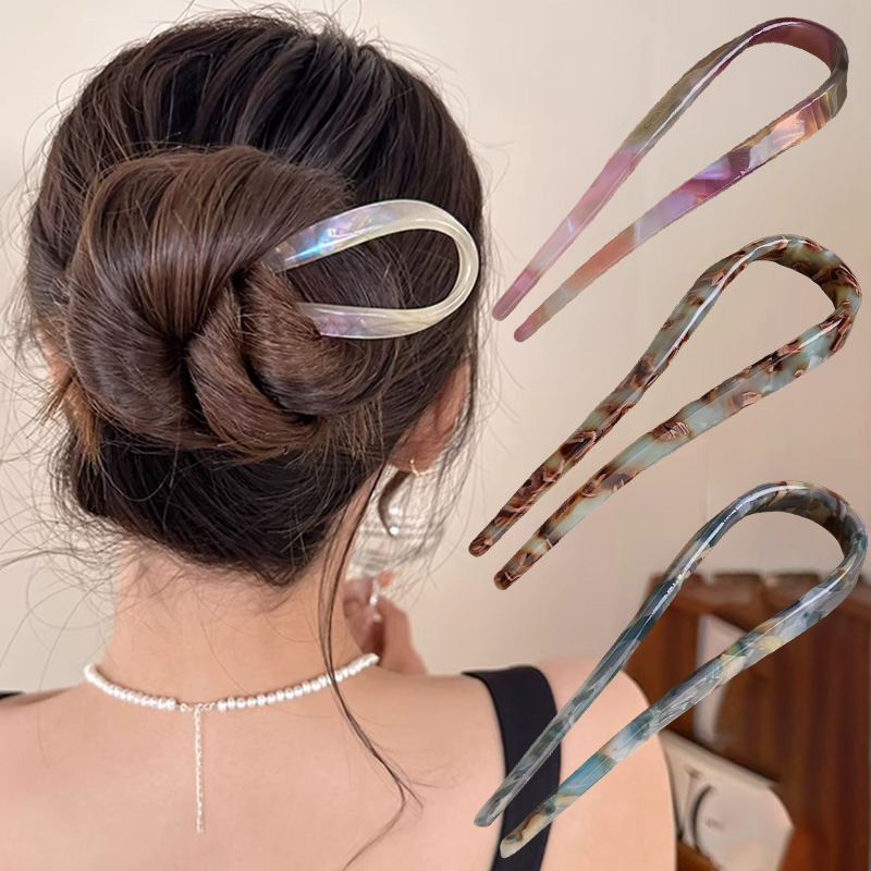 U-Shaped Hair Sticks Acetate A - Women Fashion Hub 评论和价格