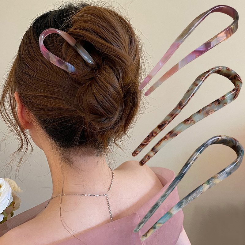 U-Shaped Hair Sticks Acetate A - Women Fashion Hub 评论和价格