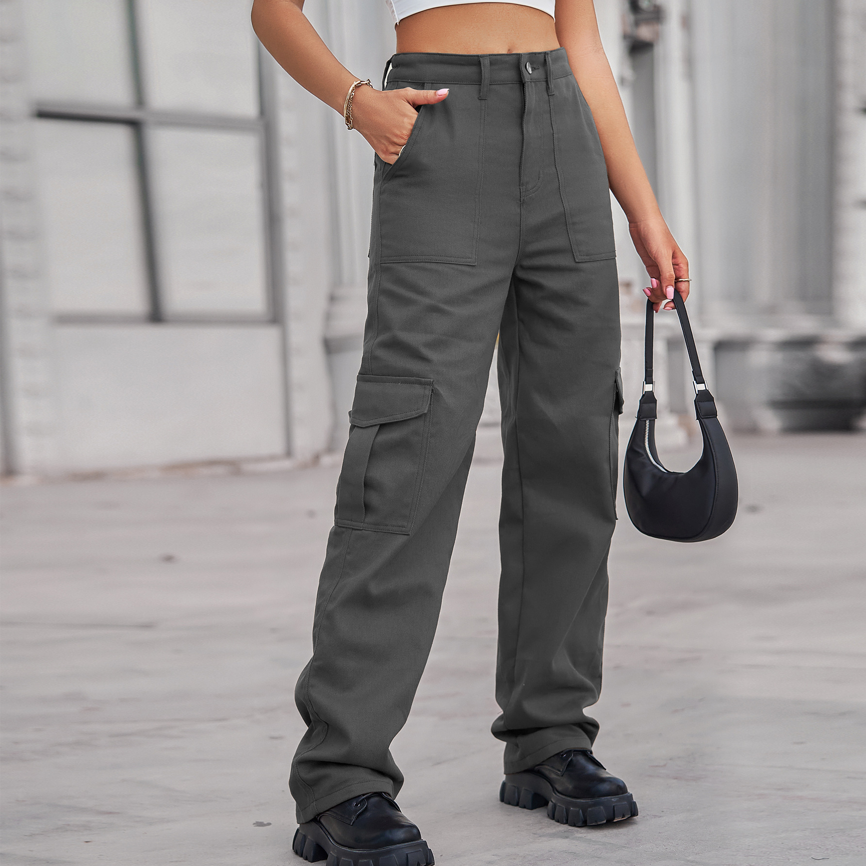 Chic INS Denim Pants Female St - Women'S Fashion Utility Pants 评论和价格